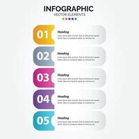 diseño infográfico vertical vectorial con iconos. 5 opciones o 5 pasos. diagrama de proceso diagrama de flujo gráfico de información vector