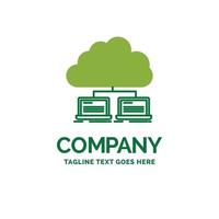 cloud. network. server. internet. data Flat Business Logo template. Creative Green Brand Name Design. vector