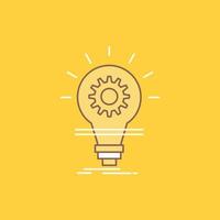 Bulb. develop. idea. innovation. light Flat Line Filled Icon. Beautiful Logo button over yellow background for UI and UX. website or mobile application vector