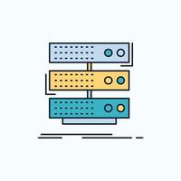 server. storage. rack. database. data Flat Icon. green and Yellow sign and symbols for website and Mobile appliation. vector illustration