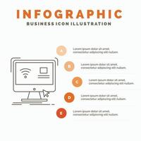 Control. computer. monitor. remote. smart Infographics Template for Website and Presentation. Line Gray icon with Orange infographic style vector illustration