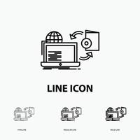 Disc. online. game. publish. publishing Icon in Thin. Regular and Bold Line Style. Vector illustration