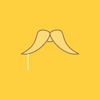 moustache. Hipster. movember. male. men Flat Line Filled Icon. Beautiful Logo button over yellow background for UI and UX. website or mobile application vector