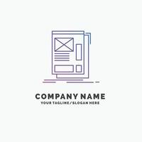 wire. framing. Web. Layout. Development Purple Business Logo Template. Place for Tagline vector