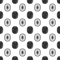 Black kiwi seamless pattern background. vector