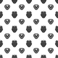 Black strawberry seamless pattern background. vector
