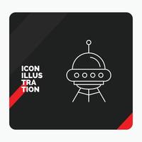 Red and Black Creative presentation Background for space ship. space. ship. rocket. alien Line Icon vector