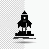 launch. startup. ship. shuttle. mission Glyph Icon on Transparent Background. Black Icon vector