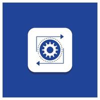 Blue Round Button for Business. gear. management. operation. process Glyph icon vector