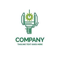 Automation. industry. machine. production. robotics Flat Business Logo template. Creative Green Brand Name Design. vector