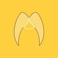 moustache. Hipster. movember. male. men Flat Line Filled Icon. Beautiful Logo button over yellow background for UI and UX. website or mobile application vector