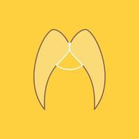 moustache. Hipster. movember. male. men Flat Line Filled Icon. Beautiful Logo button over yellow background for UI and UX. website or mobile application vector