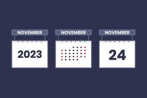 2023 calendar design November 24 icon. 24th November calendar schedule, appointment, important date concept. vector