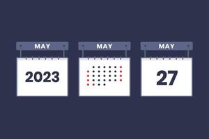 2023 calendar design May 27 icon. 27th May calendar schedule, appointment, important date concept. vector