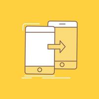 data. Sharing. sync. synchronization. syncing Flat Line Filled Icon. Beautiful Logo button over yellow background for UI and UX. website or mobile application vector