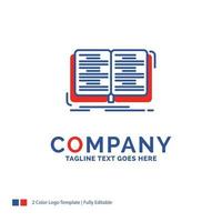 Company Name Logo Design For book. education. lesson. study. Blue and red Brand Name Design with place for Tagline. Abstract Creative Logo template for Small and Large Business. vector