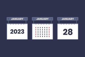 2023 calendar design January 28 icon. 28th January calendar schedule, appointment, important date concept. vector