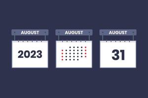 2023 calendar design August 31 icon. 31st August calendar schedule, appointment, important date concept. vector