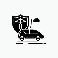 coche. mano. seguro. transporte. icono de glifo de seguridad. ilustración vectorial aislada vector