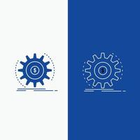 Finance. flow. income. making. money Line and Glyph web Button in Blue color Vertical Banner for UI and UX. website or mobile application vector