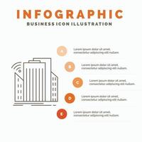 Buildings. city. sensor. smart. urban Infographics Template for Website and Presentation. Line Gray icon with Orange infographic style vector illustration