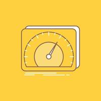 dashboard. device. speed. test. internet Flat Line Filled Icon. Beautiful Logo button over yellow background for UI and UX. website or mobile application vector