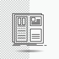 Design. grid. interface. layout. ui Line Icon on Transparent Background. Black Icon Vector Illustration