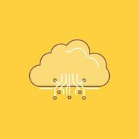 cloud. computing. data. hosting. network Flat Line Filled Icon. Beautiful Logo button over yellow background for UI and UX. website or mobile application vector