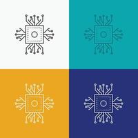Chip. cpu. microchip. processor. technology Icon Over Various Background. Line style design. designed for web and app. Eps 10 vector illustration