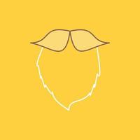 moustache. Hipster. movember. beared. men Flat Line Filled Icon. Beautiful Logo button over yellow background for UI and UX. website or mobile application vector