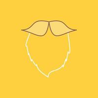 moustache. Hipster. movember. beared. men Flat Line Filled Icon. Beautiful Logo button over yellow background for UI and UX. website or mobile application vector