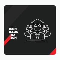 fondo de presentación creativa rojo y negro para el equipo. negocio. trabajo en equipo. grupo. icono de línea de reunión vector