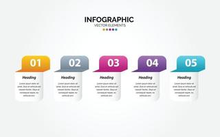 Business timeline chart template Horizontal Infographic 5 steps vector illustration