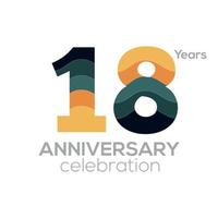 18th Anniversary Logo Design, Number 18 Icon Vector Template.Minimalist Color Palettes