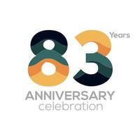Diseño del logotipo del 83.º aniversario, plantilla de vector de iconos número 83.paletas de colores minimalistas