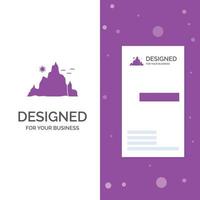 Business Logo for mountain. landscape. hill. nature. sun. Vertical Purple Business .Visiting Card template. Creative background vector illustration