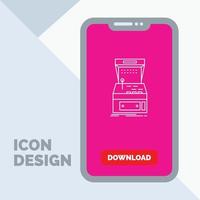 Arcade. console. game. machine. play Line Icon in Mobile for Download Page vector