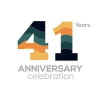 41st Anniversary Logo Design, Number 41 Icon Vector Template.Minimalist Color Palettes