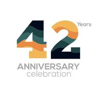 42nd Anniversary Logo Design, Number 42 Icon Vector Template.Minimalist Color Palettes