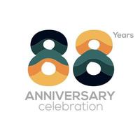Diseño del logotipo del 88 aniversario, plantilla de vector de icono número 88.paletas de colores minimalistas