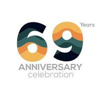 69th Anniversary Logo Design, Number 69 Icon Vector Template.Minimalist Color Palettes