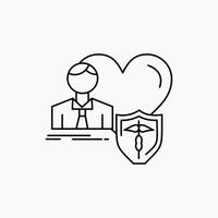 insurance. family. home. protect. heart Line Icon. Vector isolated illustration