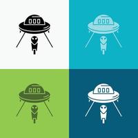 extraterrestre. espacio. OVNI. astronave. Icono de Marte sobre varios antecedentes. diseño de estilo de glifo. diseñado para web y aplicación. eps 10 ilustración vectorial vector