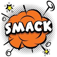 Smack comic plantilla brillante con burbujas de discurso en marcos coloridos vector