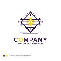 diseño del logotipo del nombre de la empresa para el tráfico. carril. la carretera. señal. la seguridad. diseño de marca púrpura y amarillo con lugar para eslogan. plantilla de logotipo creativo para pequeñas y grandes empresas. vector