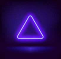 Dark interior with violet neon triangle shape. Vector illustration