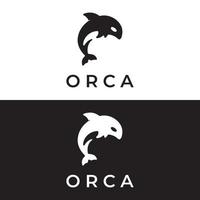 Simple black orca whale animal template logo creative design. Killer underwater animal. Logo for business, identity and branding. vector