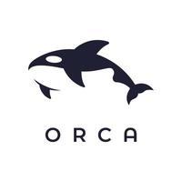 Simple black orca whale animal template logo creative design. Killer underwater animal. Logo for business, identity and branding. vector