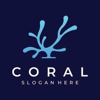 hermoso y colorido diseño creativo del logotipo de arrecife de coral natural bajo el agua. Arrecifes de coral para hábitat de peces. vector