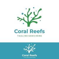 Beautiful colorful underwater natural coral reef logo creative design. Coral reefs for fish habitat. vector